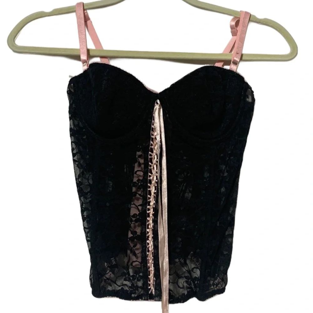 Y2K Sophie B Black Lace Corset Top - Picture 3 of 7